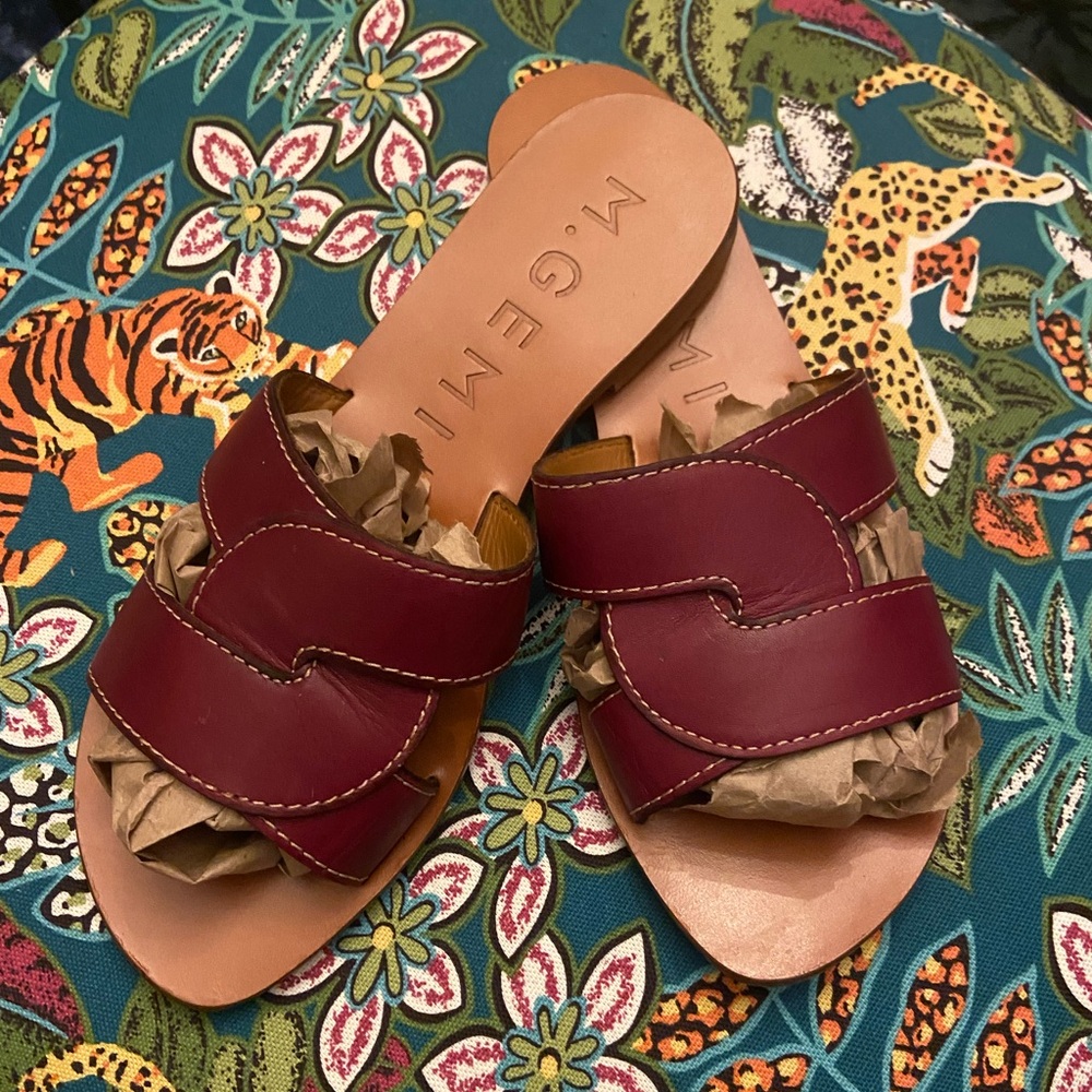 Sold Out M. Gemi Made In Italy Rare Dark Red Leather Lorenza Sandal - Picture 5 of 10